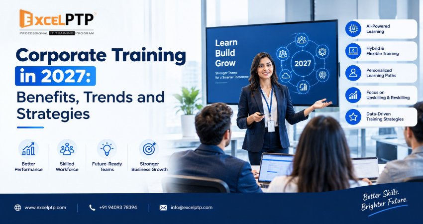 Corporate training workshop helping employees develop digital, technical and leadership skills in 2027.
